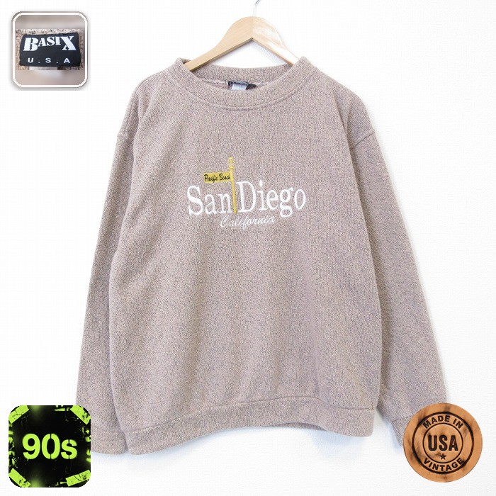 【50%OFF】90s 長袖トップス サンディエゴ刺繍 ベージュ L | 古着