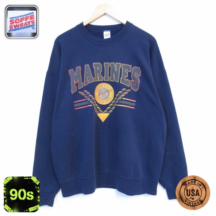 【50%OFF】ミリタリー 90s 長袖スウェット マリーンズリフレクター ネイビー XL | 古着