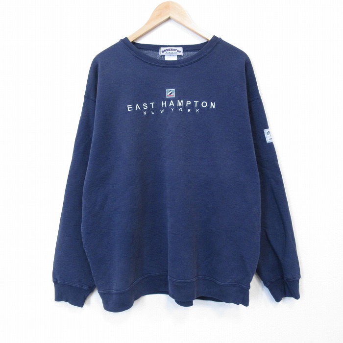 ニューヨーク 90s 長袖スウェット 刺繍 ネイビー XL | 古着