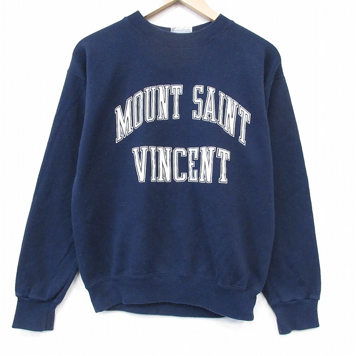 L★古着 長袖 スウェット メンズ 90年代 90s VINCENT クルーネック USA製 薄紺 26feb02