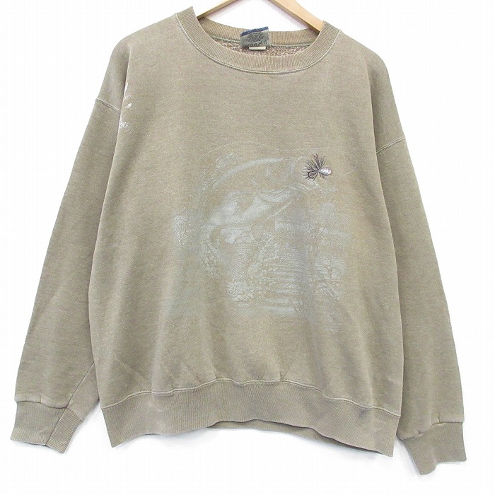 リー 90s 長袖スウェット 魚ルアー ベージュ XL | 古着