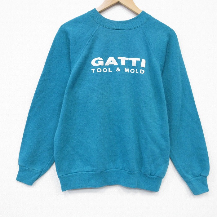 90s ラグランスウェット GATTI 青緑 M | 古着