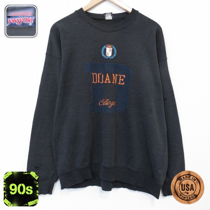 【50%OFF】ジャンスポーツ 90s 長袖スウェット DOANE ネイビー XL | 古着
