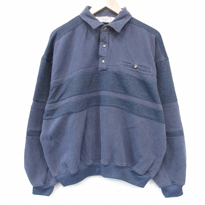 90s 長袖スウェット ネイビー XL | 古着