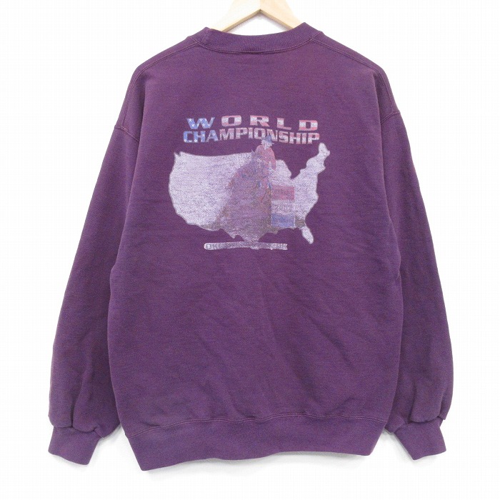 L★古着 ジャージーズ 長袖 スウェット メンズ 90年代 90s チャンピオンシップ クルーネック USA製 紫 26feb05