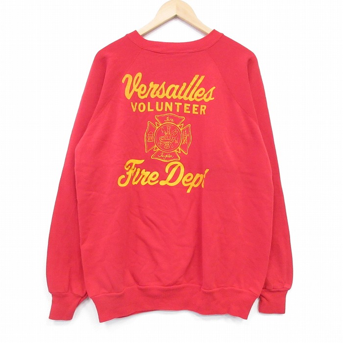ヘインズ 90s 長袖スウェット 消防署 レッド XL | 古着