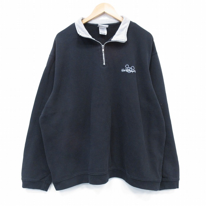 ディズニー 00s ハーフジップスウェット ブラック XL | 古着