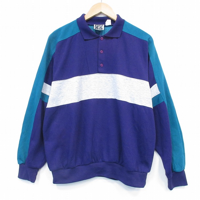 チャンピオン 90s 長袖スウェット 襟付き パープル L | 古着