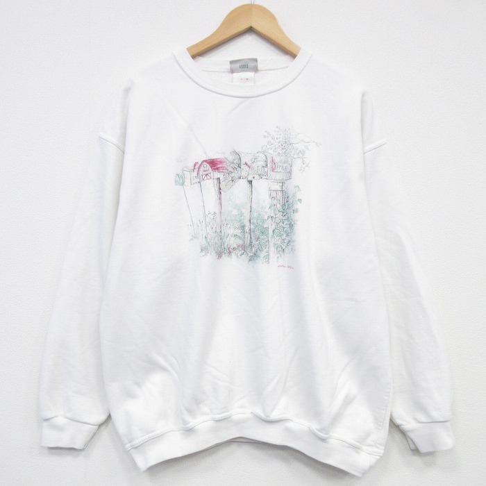 XL★古着 NORTHERN REFRECTIONS 長袖 スウェット メンズ 00年代 00s ポスト クルーネック 白 26feb05