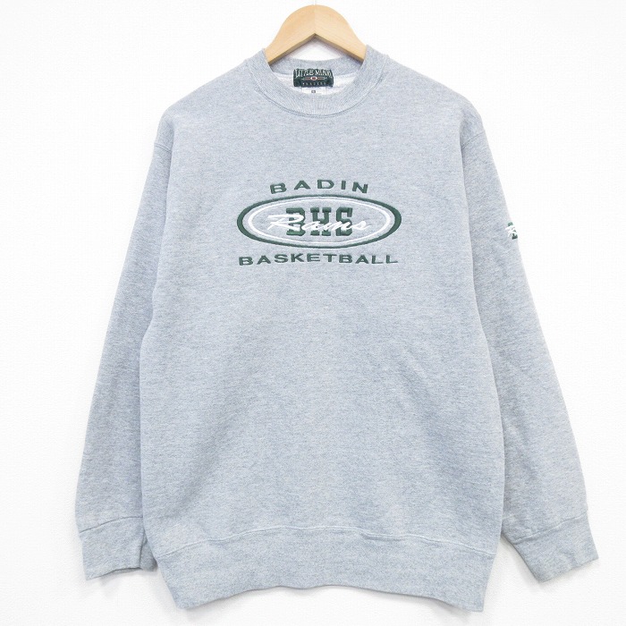 90s 長袖スウェット バスケットボール刺繍 グレー M | 古着