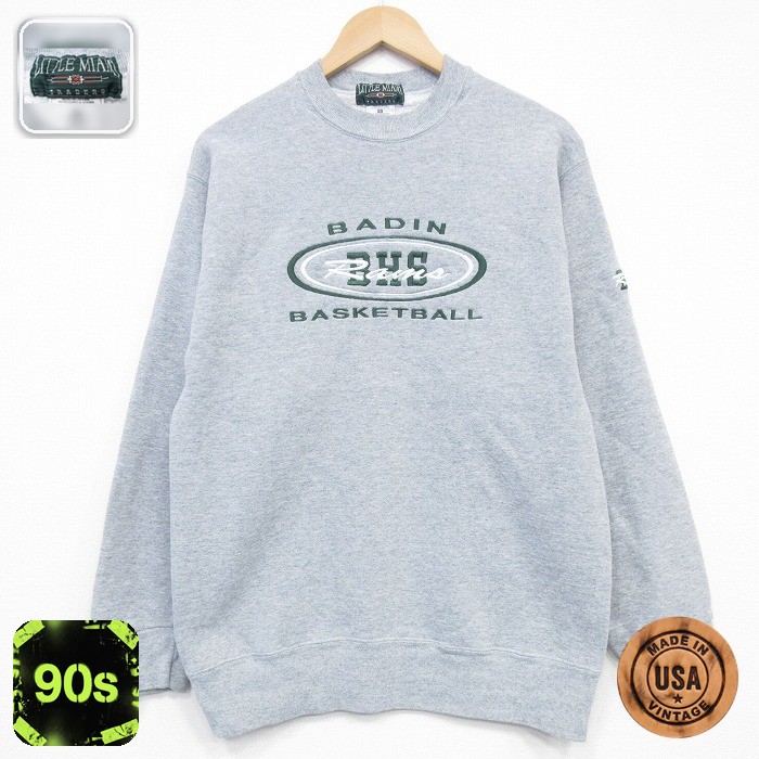 【50%OFF】90s 長袖スウェット バスケットボール刺繍 グレー M | 古着