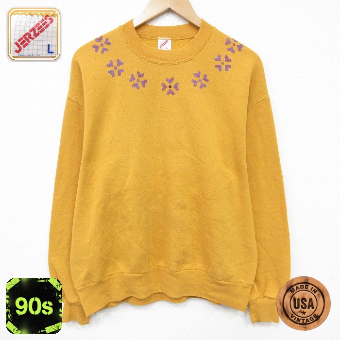 【50%OFF】ジャージーズ 90s 長袖スウェット イエロー L | 古着