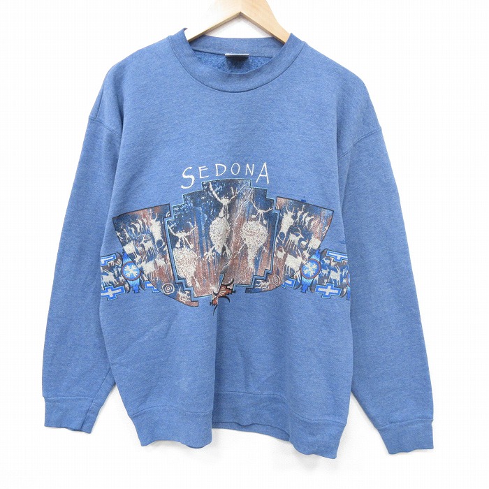 オニータ 90s 長袖スウェット 民族 ネイビー L | 古着