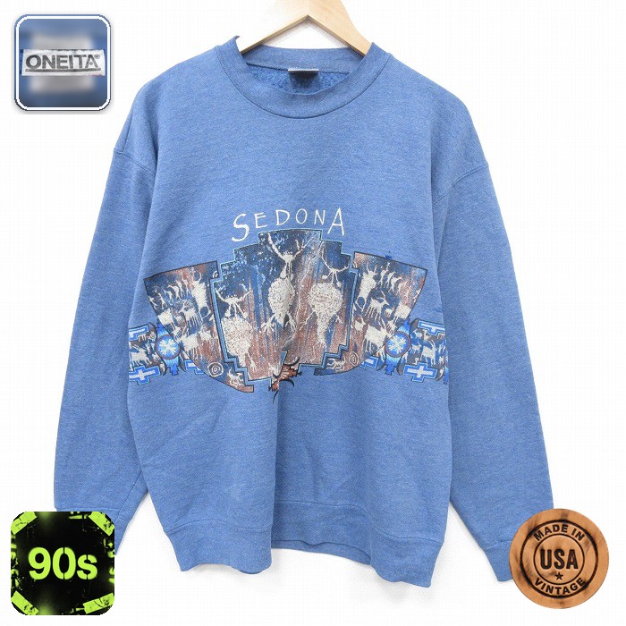 【50%OFF】オニータ 90s 長袖スウェット 民族 ネイビー L | 古着