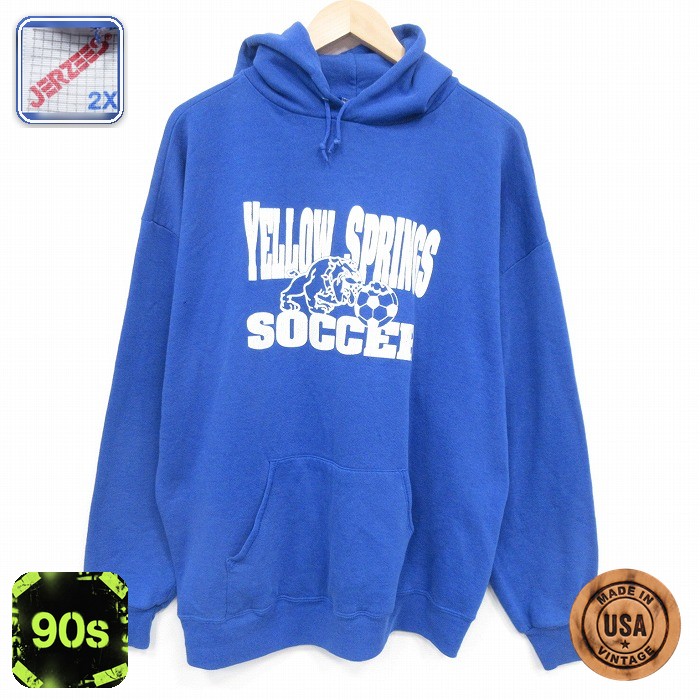 【50%OFF】ジャージーズ 90s 長袖パーカー サッカー ブルー XL | 古着
