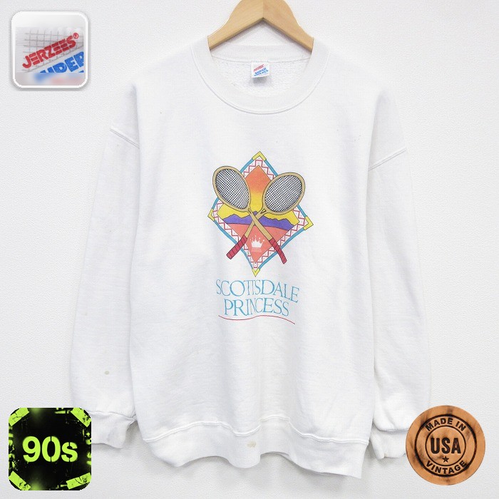 【50%OFF】ジャージーズ 90s 長袖スウェット テニス ホワイト L | 古着