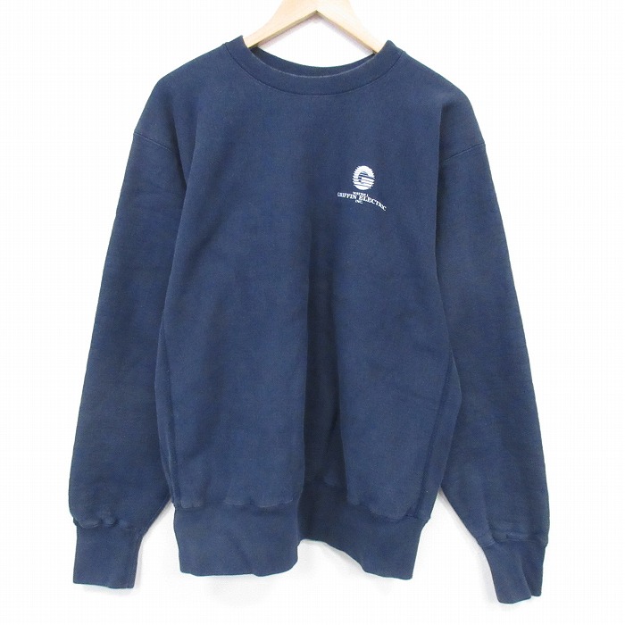 XL★古着 長袖 スウェット メンズ 00年代 00s G 大きいサイズ クルーネック USA製 紺 26feb14