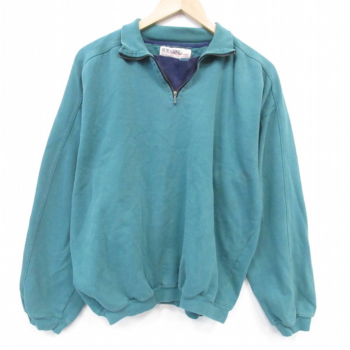 00s ハーフジップ長袖スウェット グリーン XL | 古着