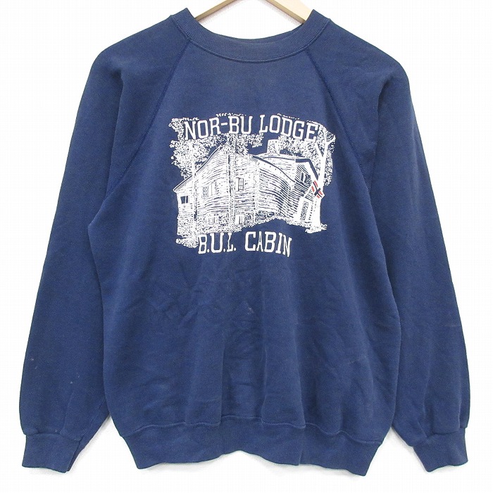 ヘインズ 80s 長袖スウェット CABIN ネイビー L | 古着