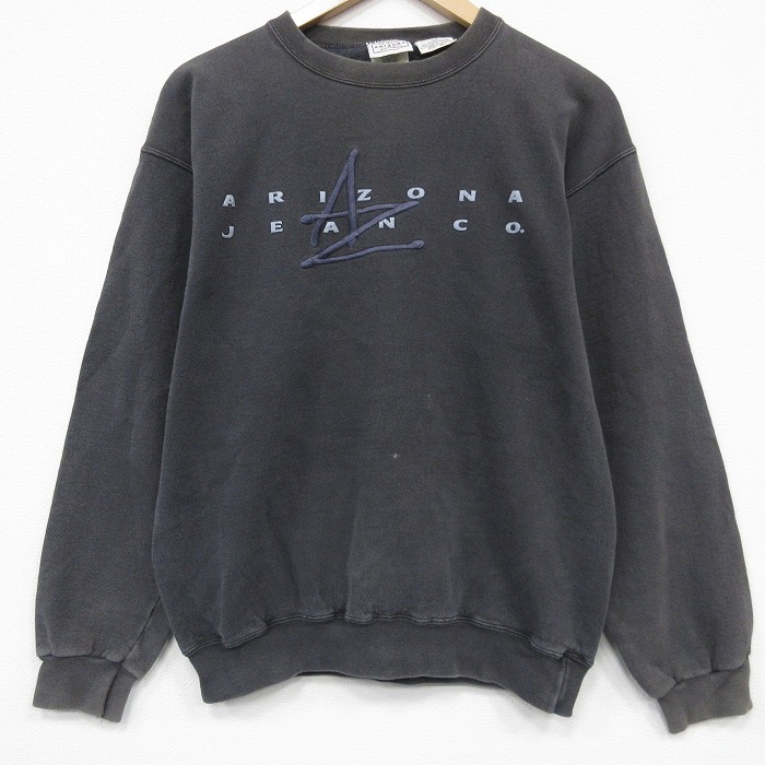 アリゾナジーンズ 90s 長袖スウェット ビッグロゴ刺繍 ブラック L | 古着
