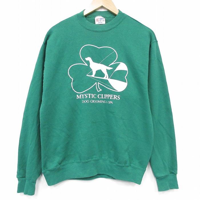 90s 長袖スウェット クローバー グリーン M | 古着