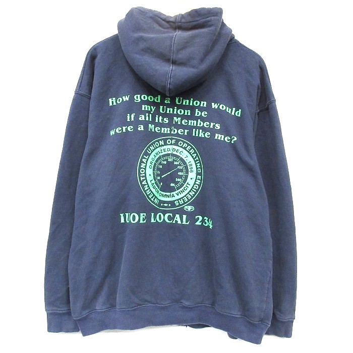 XL★古着 長袖 フルジップ スウェット パーカー メンズ 00年代 00s LOCAL USA製 紺 26feb17