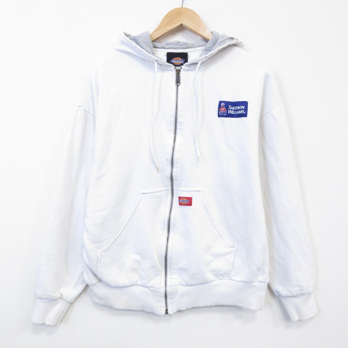XL★古着 ディッキーズ 長袖 フルジップ スウェット パーカー メンズ シャーウィンウィリアムズ 白 26feb18