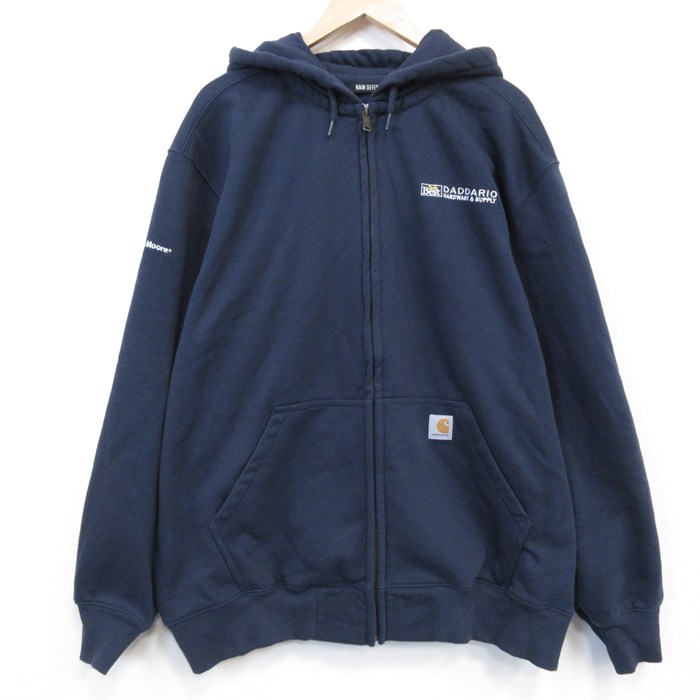 XL★古着 カーハート 長袖 フルジップ スウェット パーカー メンズ DADDARIO 大きいサイズ クルーネック 紺【spe】 26feb18