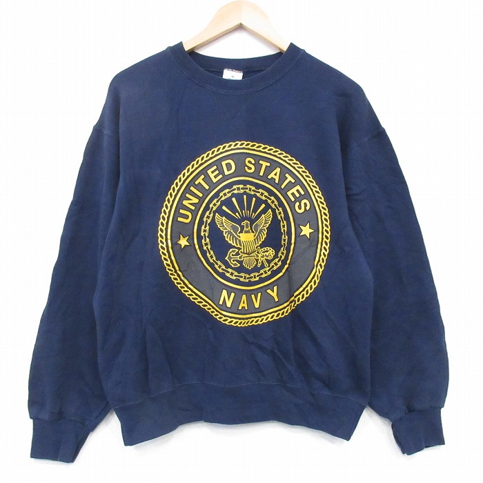 00s スウェット ミリタリー ネイビー L | 古着