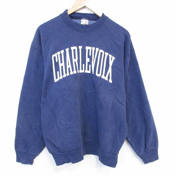 フルーツオブザルーム 90s 長袖スウェット CHARLEVOIX ネイビー L | 古着