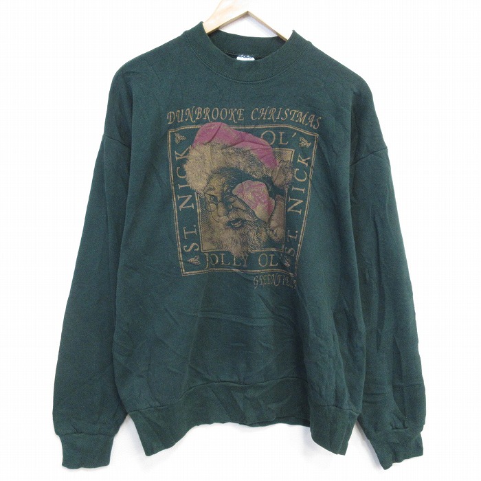 フルーツオブザルーム 90s 長袖スウェット サンタクロース グリーン L | 古着