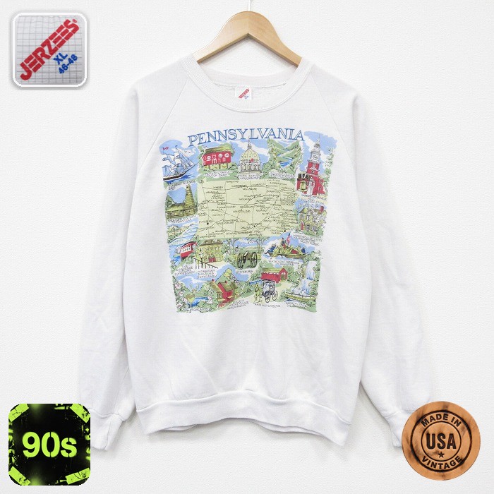 ジャージーズ 90s 長袖スウェット ペンシルベニア ホワイト L | 古着