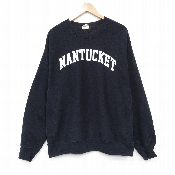 XL★古着 MVスポーツ 長袖 スウェット メンズ 00年代 00s NANTUCKET 大きいサイズ クルーネック 濃紺 26feb20