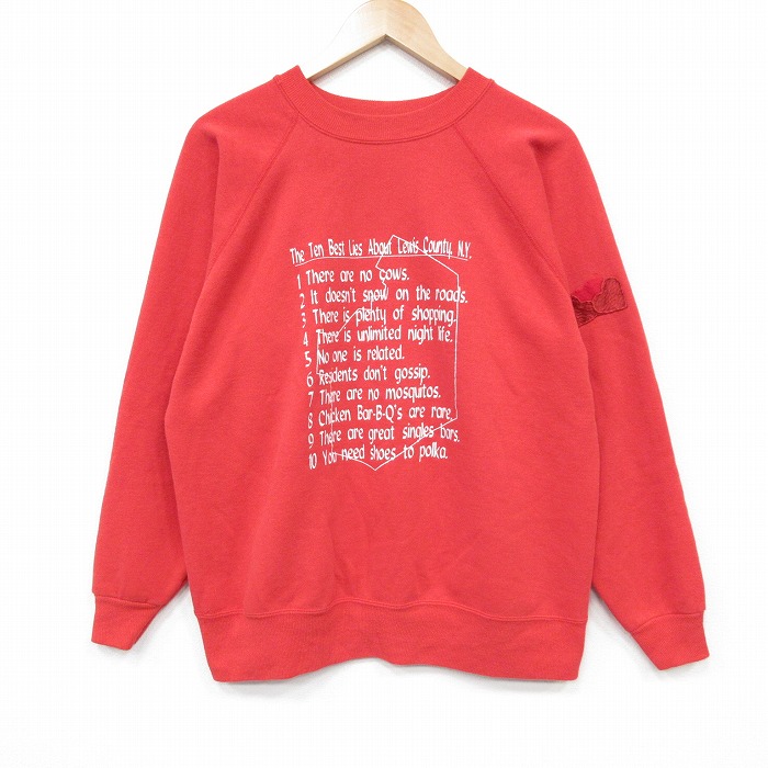 ヘインズ 90s 長袖スウェット メッセージ レッド L | 古着