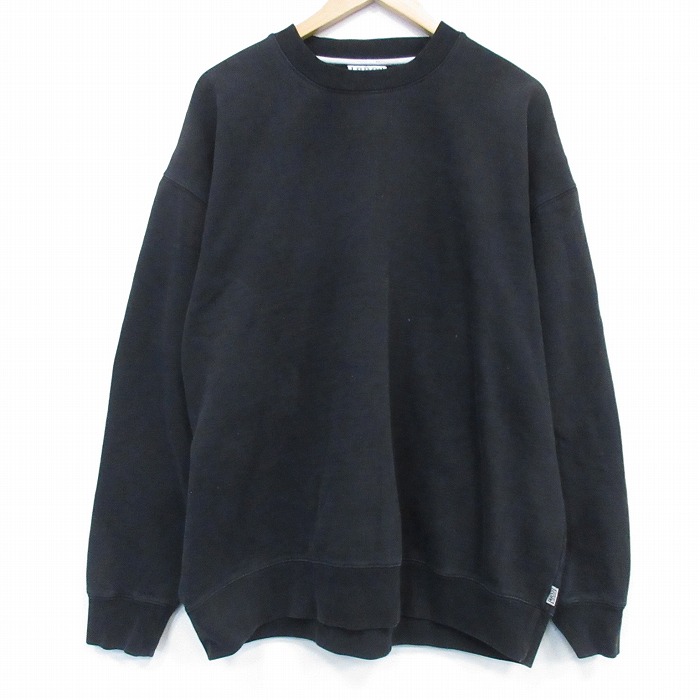 XL★古着 PRO CLUB 長袖 スウェット メンズ 無地 大きいサイズ クルーネック 黒 26feb24