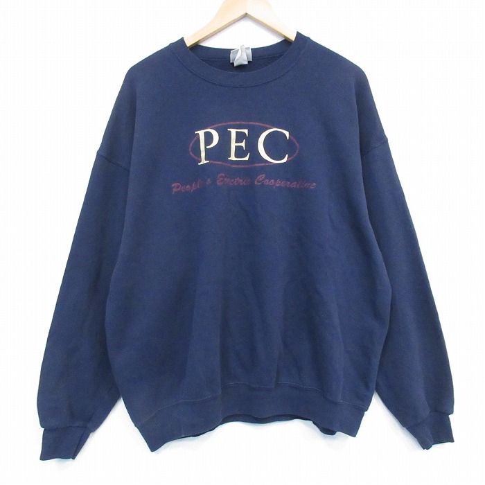 XL★古着 リー Lee 長袖 スウェット メンズ 00年代 00s PEC 大きいサイズ クルーネック 紺 26feb24