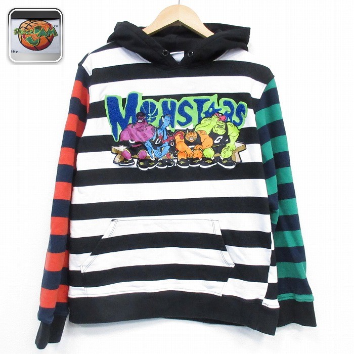 【50%OFF】スペースジャム 長袖パーカー モンスターズボーダー ブラック M | 古着