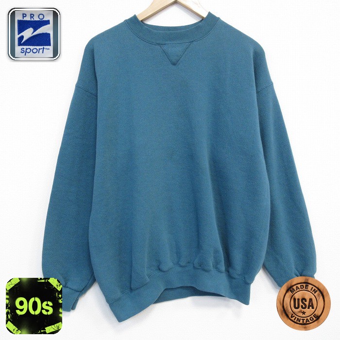 【50%OFF】90s 長袖スウェット ブルーグリーン XL | 古着