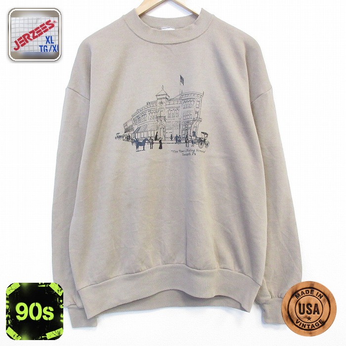 【50%OFF】ジャージーズ 90s 長袖スウェット ヴァンダーグリフト ベージュ XL | 古着