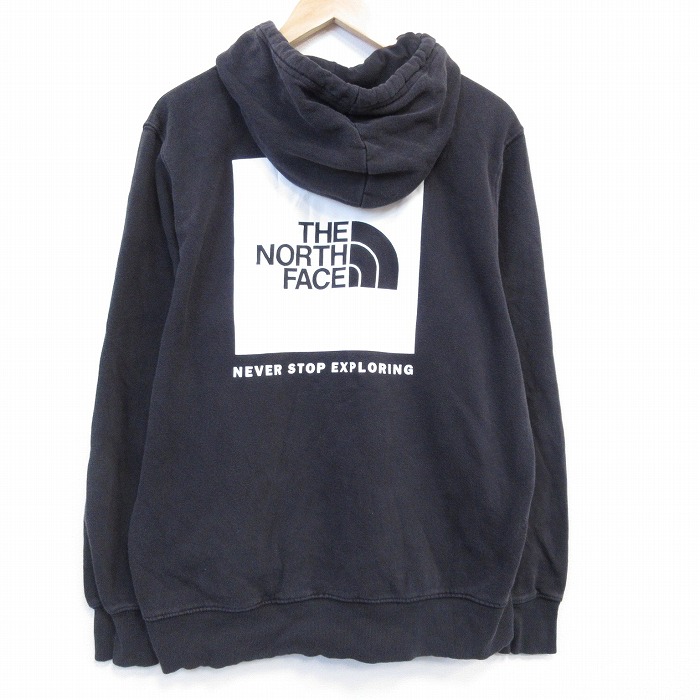 XL★古着 ノースフェイス長袖 スウェット パーカー メンズ ビッグロゴ 黒 26feb21