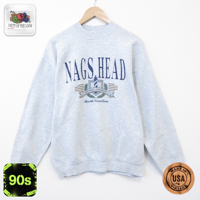 フルーツオブザルーム 90s 長袖スウェット NAGS グレー L | 古着