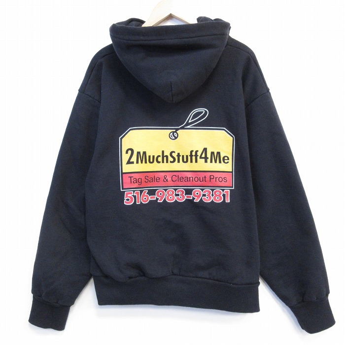 XL★古着 キャンバー 長袖 フルジップ スウェット パーカー メンズ 大きいサイズ USA製 黒 内側サーマル【spe】 26feb21