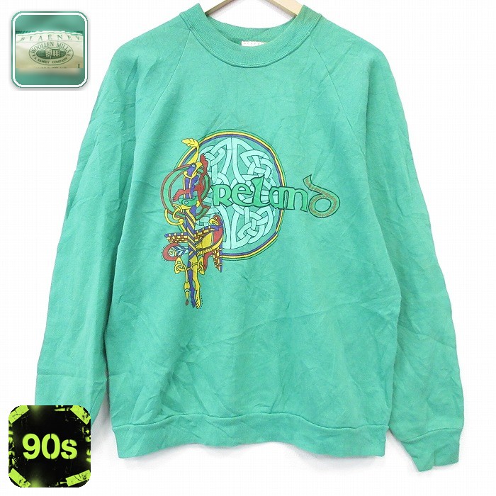 ブラーニー 90s 長袖スウェット ラグラン 濃緑 L | 古着