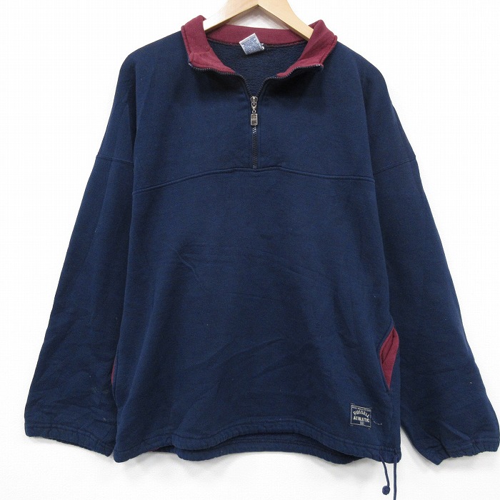 ラッセル 90s 長袖ハーフジップスウェット ネイビー L | 古着