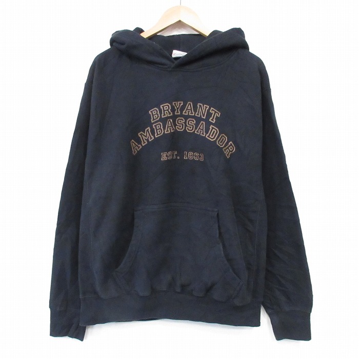 XL★古着 MVスポーツ 長袖 スウェット パーカー メンズ 00年代 00s BRYANT 大きいサイズ ブラック 26jun18