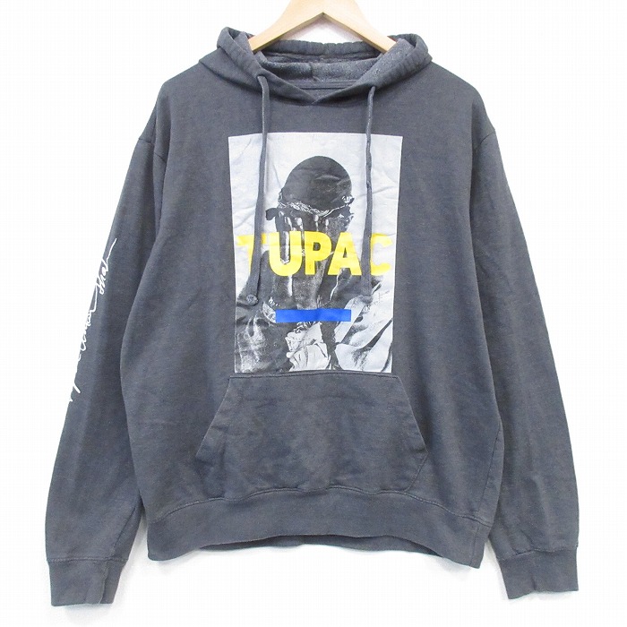 長袖スウェットパーカー 霜降り グレー XL | 古着