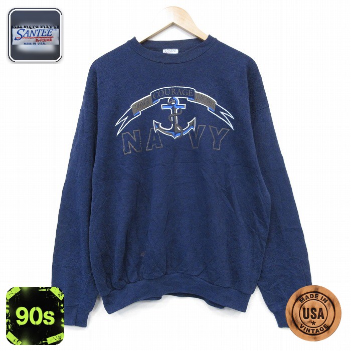 90s 長袖スウェット ミリタリー ネイビー L | 古着