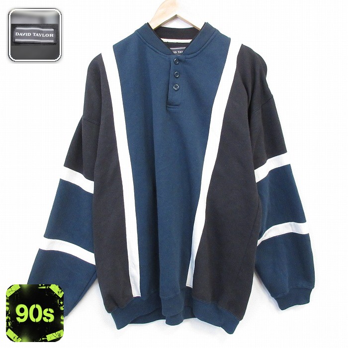 90s 長袖スウェット マルチカラー グリーン XL | 古着