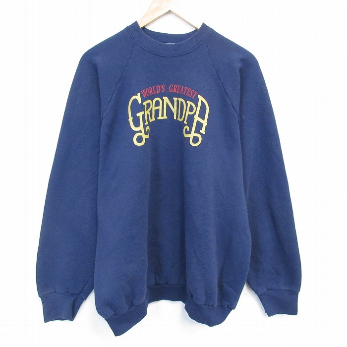 フルーツオブザルーム 90s 長袖スウェット グランパ ネイビー L | 古着