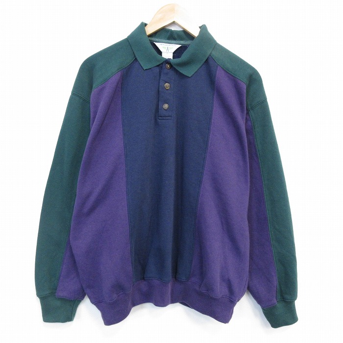 00s 長袖スウェット マルチカラー パープル XL | 古着